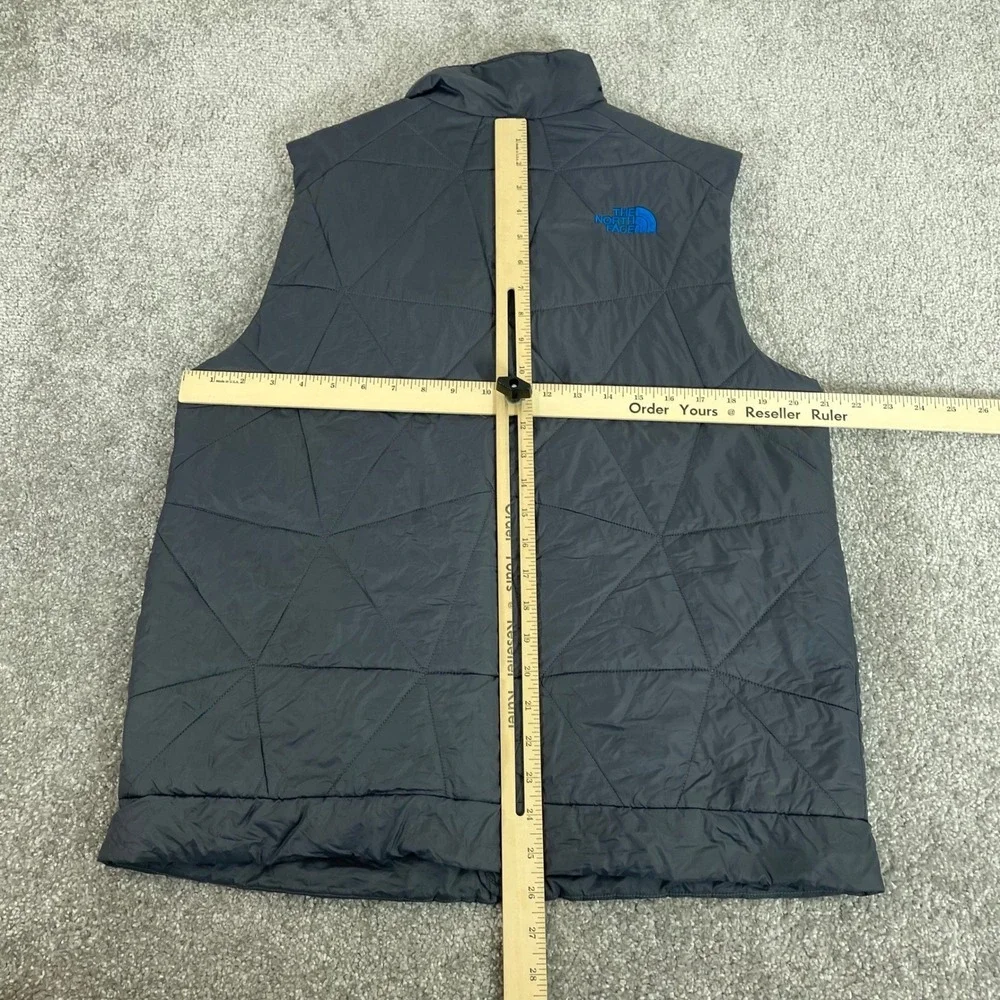 North Face Vest Mens Medium Quilted Nylon Hiking Outdoors Gray Blue